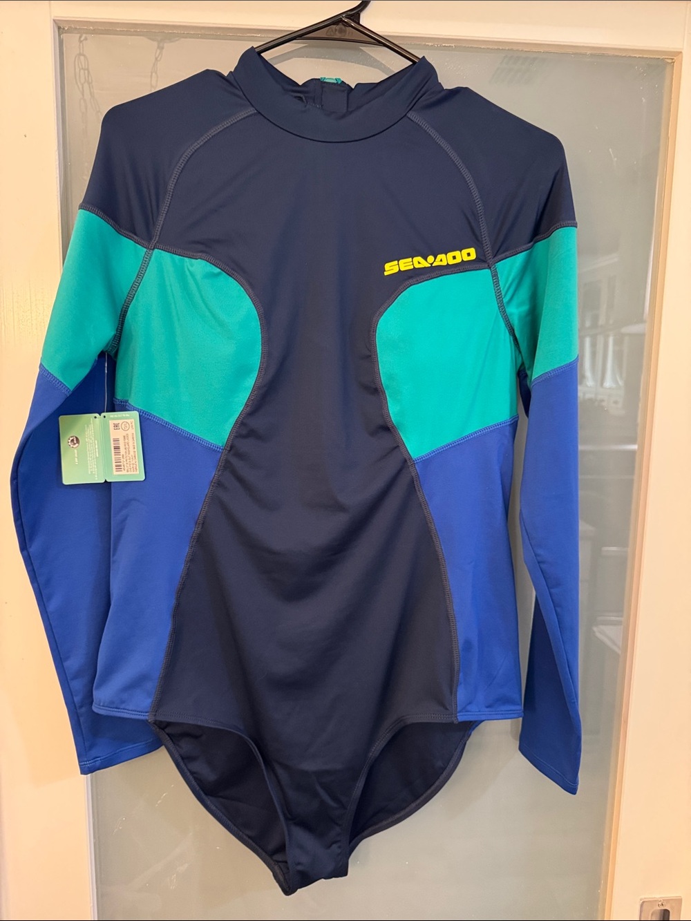 Ladies Sea-Doo Marine Navy & Teal Long-Sleeve Rash Guard XL